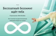 Бесплатный безлимит от Билайн (скриншот с сайта оператора)
