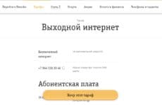 Тариф Билайн Выходной интернет (скриншот с сайта оператора связи)